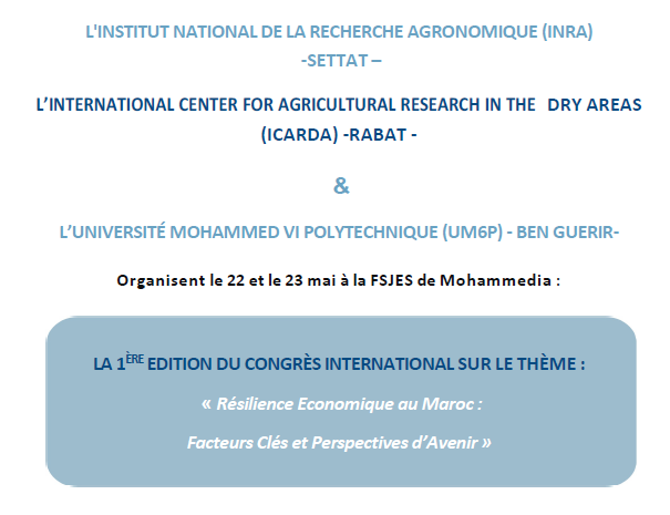  Programme du Congrès international sur le thème : Résilience économique au Maroc facteurs clés et prospectives d’avenir